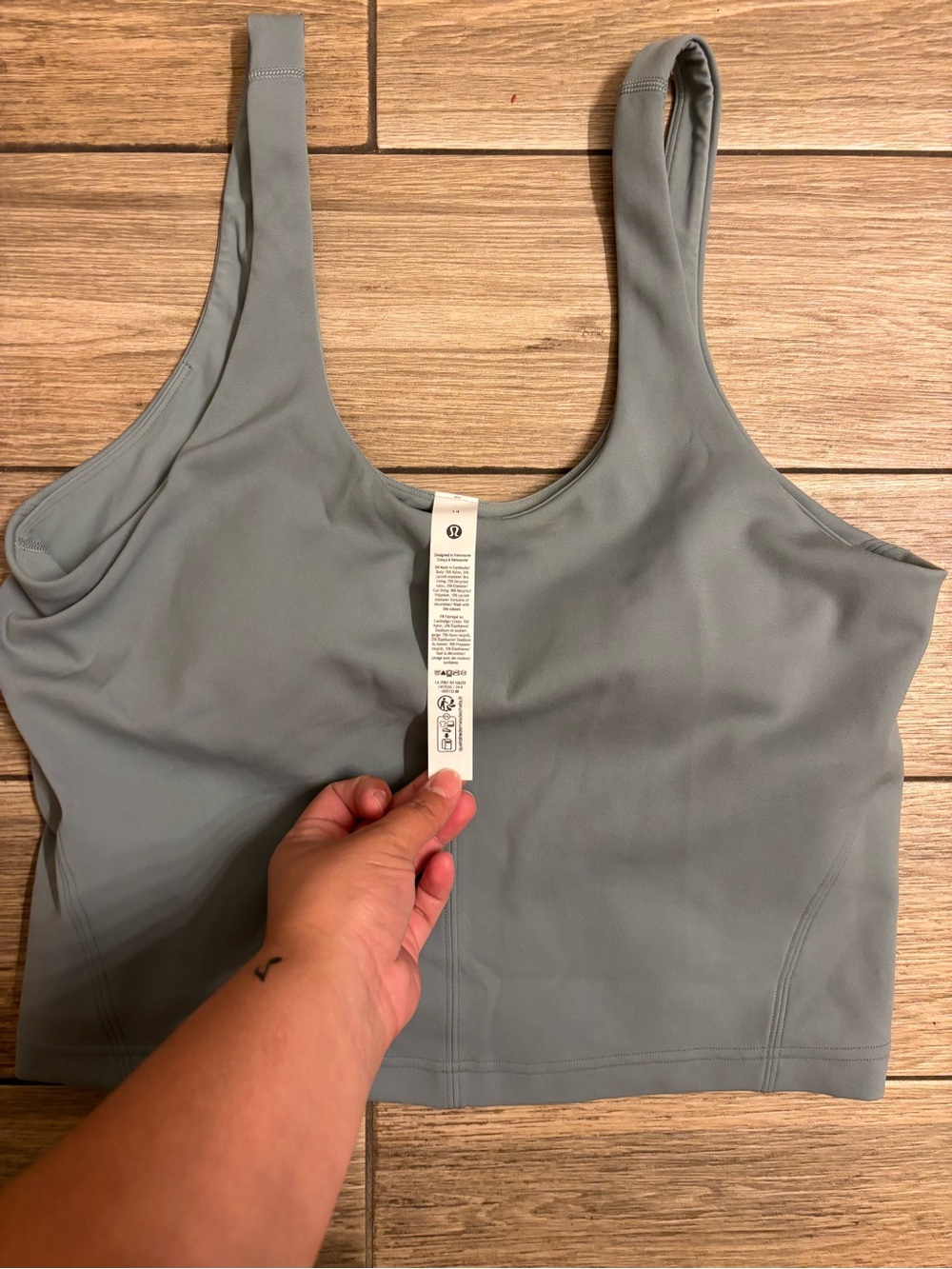 lululemon athletica Scoop Neck Sports Crop Top in Light Gray